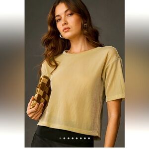 NWT By Anthropologie Short-Sleeve Shine Cropped Tee Sz M